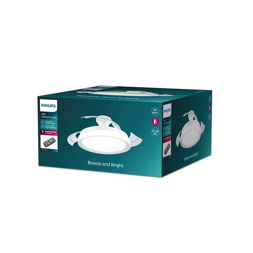 Philips - Plafonnier avec ventilateur BLISS LED/35W/230V 5500/4000/2700K blanc + Télécommande