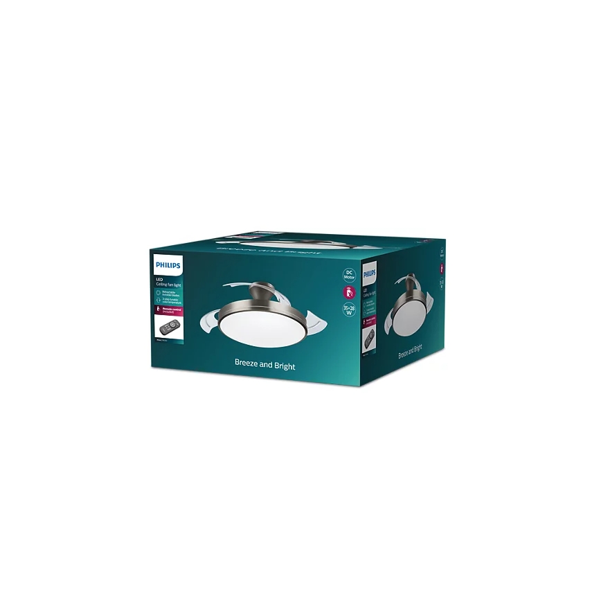 Philips- Plafonnier avec ventilateur BLISS LED/35W/230V 5500/4000/2700K nickel + Télécommande