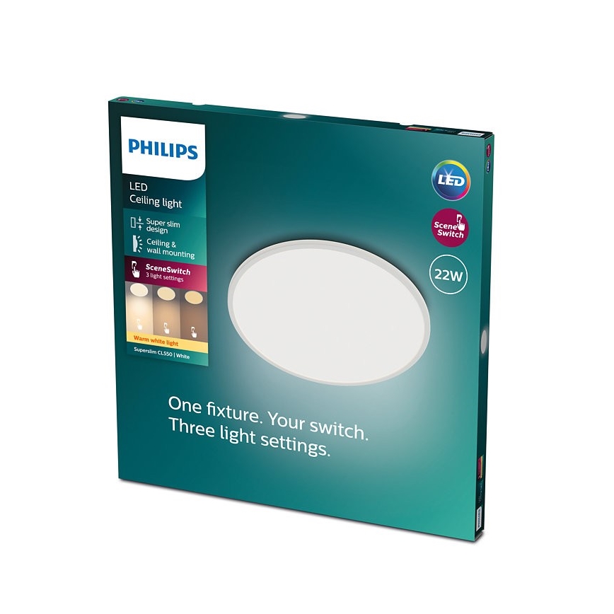 Philips - Plafonnier LED à intensité variable SUPERSLIM SCENE SWITCH LED/22W/230V