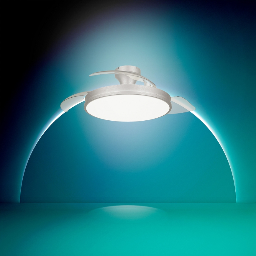 Philips - Plafonnier LED dimmable avec ventilateur ATLAS LED/35W/230V chrome mat + télécommande