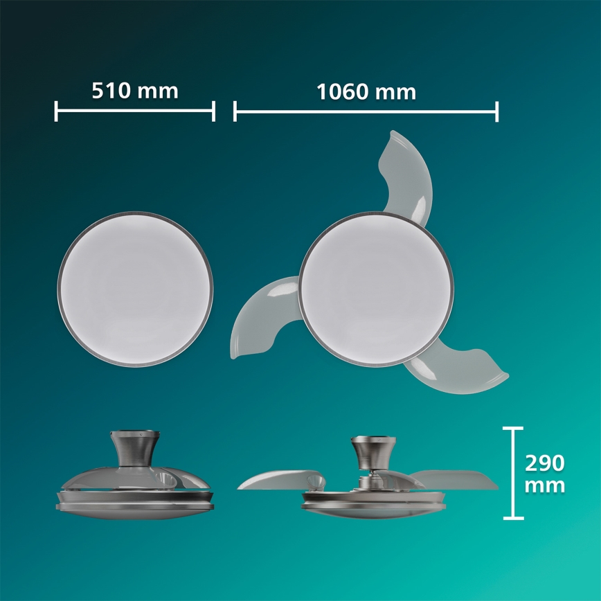 Philips - Plafonnier LED dimmable avec ventilateur ATLAS LED/35W/230V chrome mat + télécommande