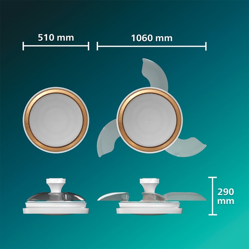 Philips - Plafonnier LED dimmable avec ventilateur BLISS LED/35W/230V doré + télécommande