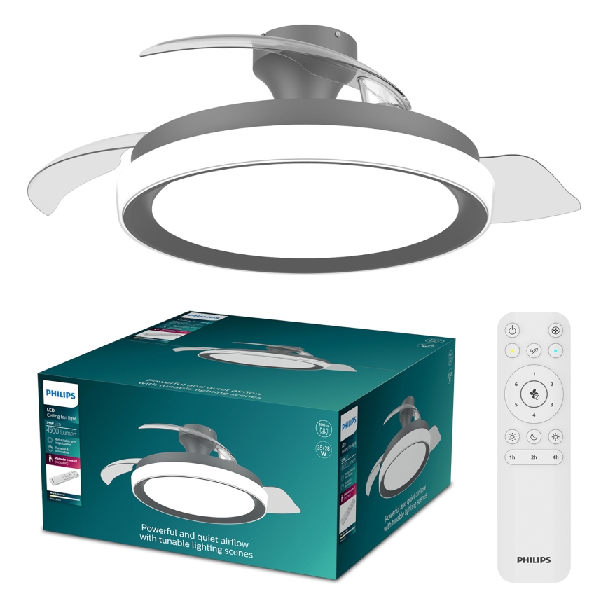 Philips - Plafonnier avec ventilateur LED dimmable BLISS LED/35W/230V noir + télécommande