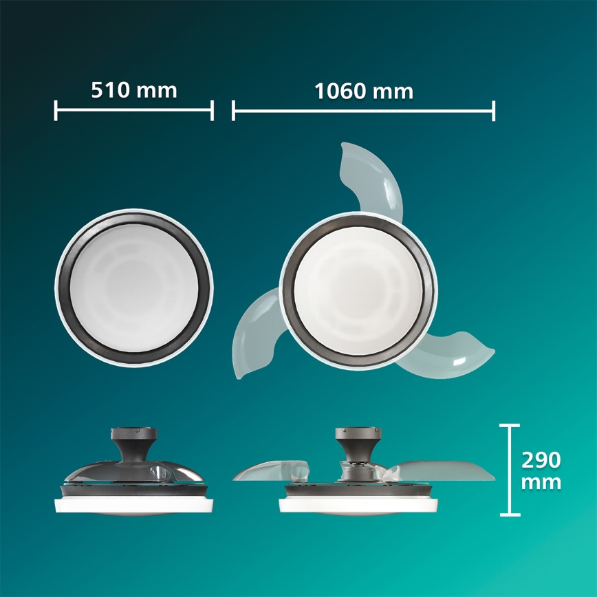 Philips - Plafonnier avec ventilateur LED dimmable BLISS LED/35W/230V noir + télécommande