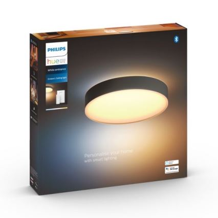 Philips - Plafonnier LED dimmable Hue, 33,5 W, 230 V, 2200–6500 K, Ø 425 mm, noir + télécommande