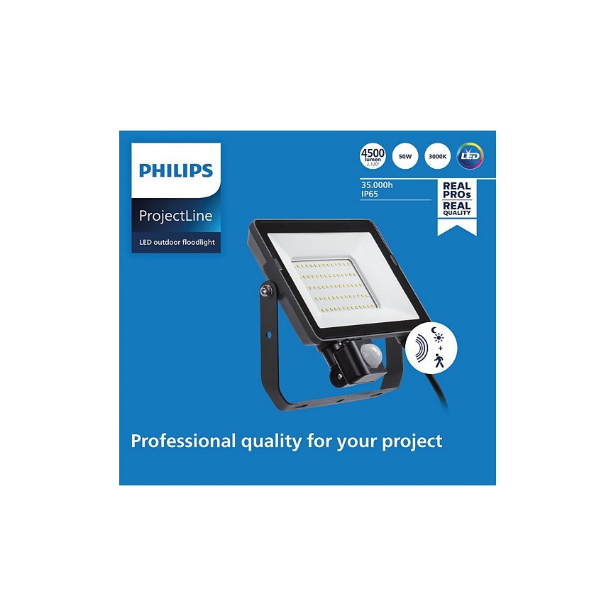 Philips - Proiettore LED da esterno con sensore PROJECTLINE LED/50W/230V IP65 3000K