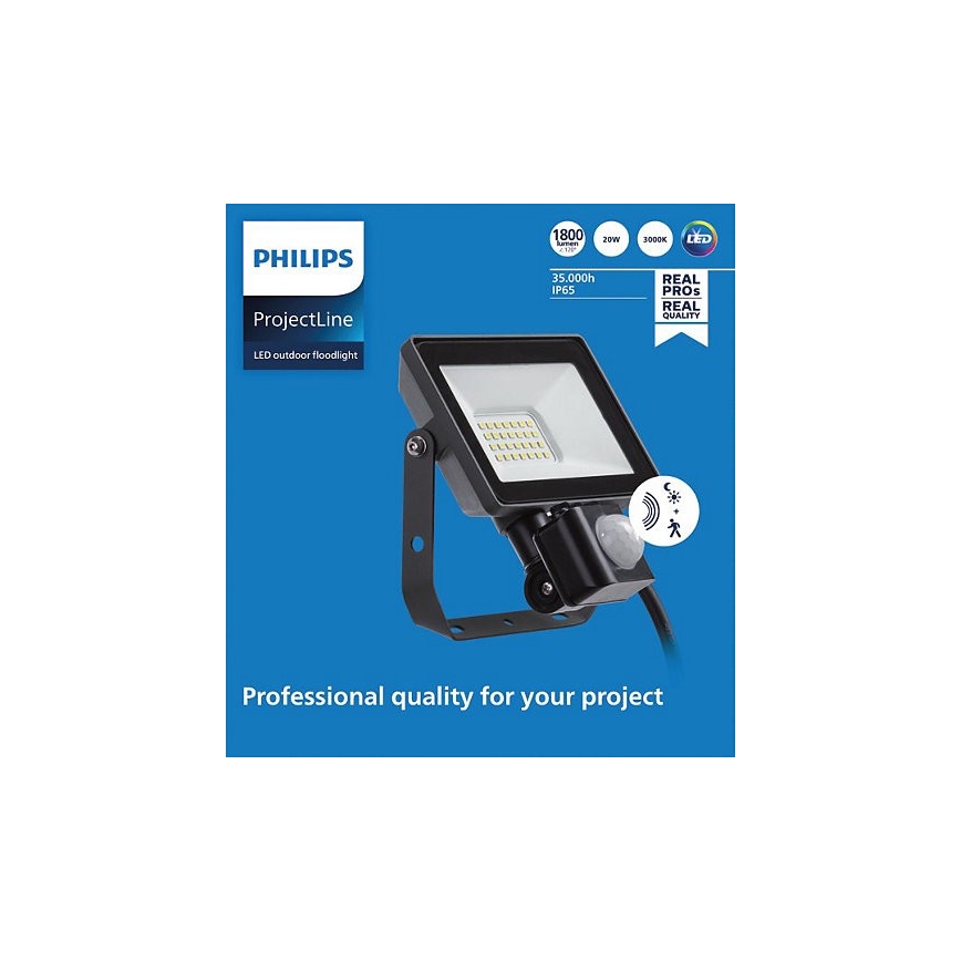Philips - Projecteur d'extérieur LED avec détecteur PROJECTLINE LED/20W/230V IP65 3000K