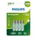Philips R03B4RTU10/10 - 4 Stück wiederaufladbare AAA-Akkus NiMH/1,2V/1000 mAh