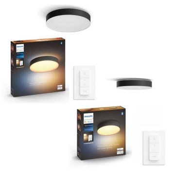 Philips - SET 1x plafoniera LED dimmerabile Hue ENRAVE Ø 42,5 cm LED/33,5W/230V + 1x plafoniera LED dimmerabile Hue Ø 26,1 cm LED/9,6W/230V + 2x telecomandi