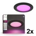 Philips - Set 2x LED RGBW dimmbare Badezimmer-Einbauleuchte Hue SLIM LED/12W/230V 2000-6500K schwarz IP44