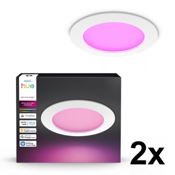 Philips - SET 2x LED RGBW dimmbare Badezimmer-Einbauleuchten Hue SLIM LED/12W/230V 2000-6500K weiß IP44