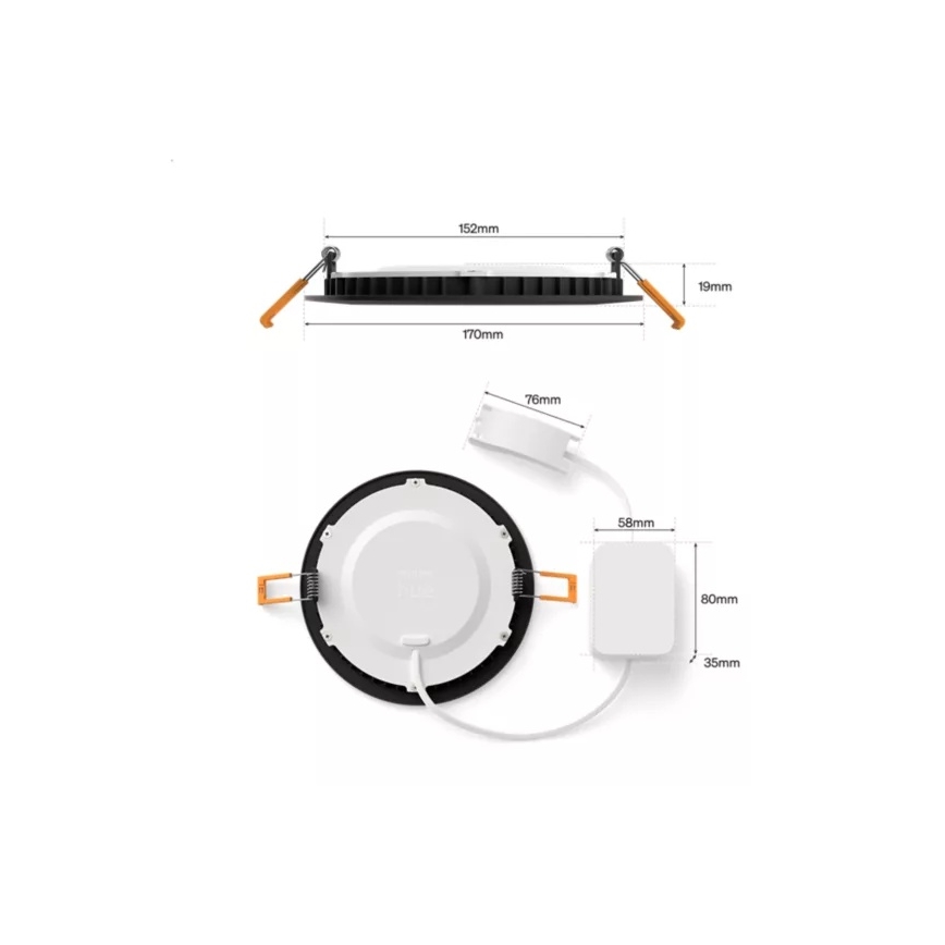 Philips - Set 2x LED RGBW dimmbare Badezimmer-Einbauleuchte Hue SLIM LED/12W/230V 2000-6500K schwarz IP44
