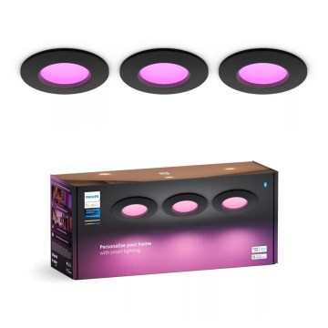 Philips - SET 3x Dimmbare LED-RGBW-Einbauleuchte für Badezimmer Hue SLIM LED/8,3W/230V IP44 2000-6500K