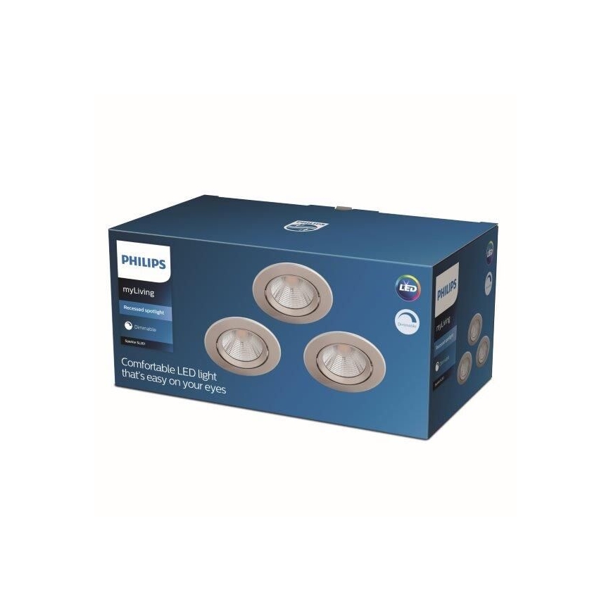 Philips - SET 3x Lampada LED da incasso dimmerabile LED/5,5W/230V 2700K