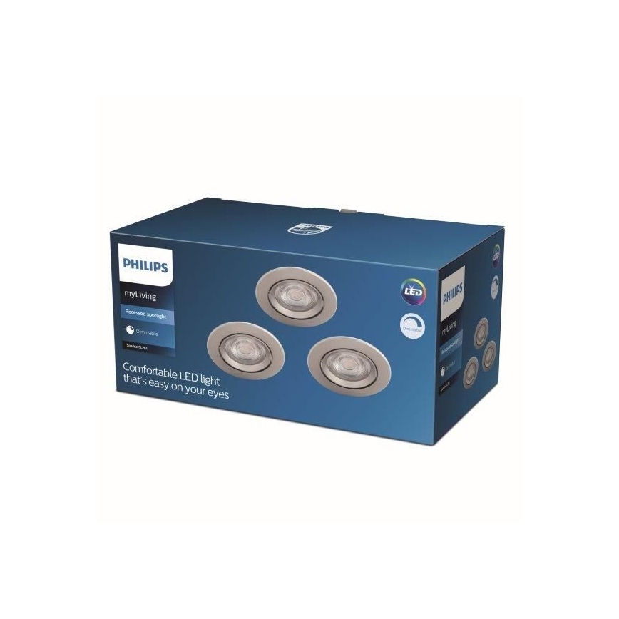 Philips - SET 3x Lampada LED da incasso dimmerabile LED/5W/230V 2700K