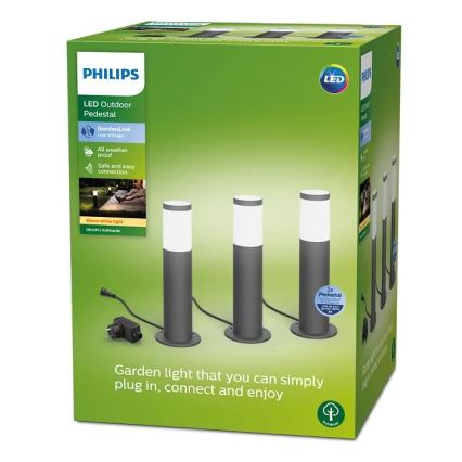 Philips - SET 3x Lampada LED da Esterno GARDENLINK LED/24W/230V 2700K IP44