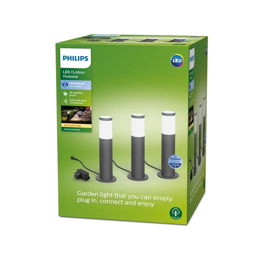 Philips - SET 3x LED Lampada da esterno GARDENLINK LED/24W/230V 2700K IP44