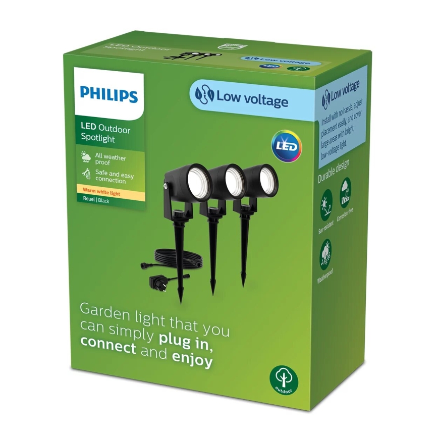 Philips - SET 3x LED-Auβenleuchte GARDENLINK REUEL LED/1,5W/230V 2700K IP44