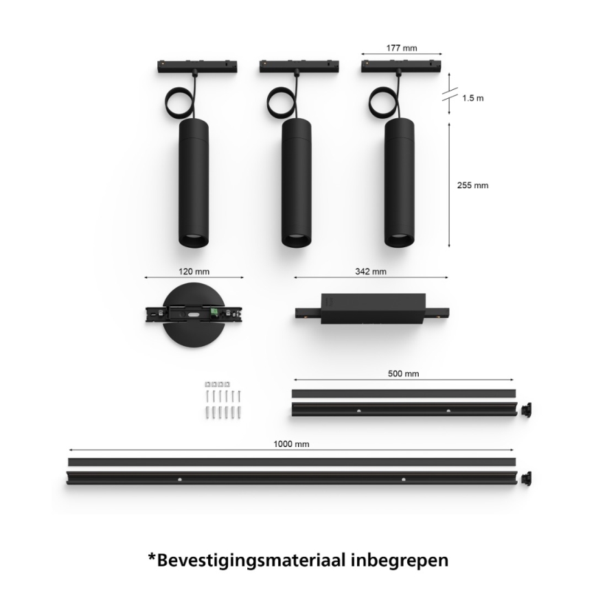 Philips - 3er-Set dimmbare LED RGBW-Pendelleuchten mit Kabelaufhängung für das Hue-Schienensystem PERIFO LED/15,6W/230V 2000-6500K