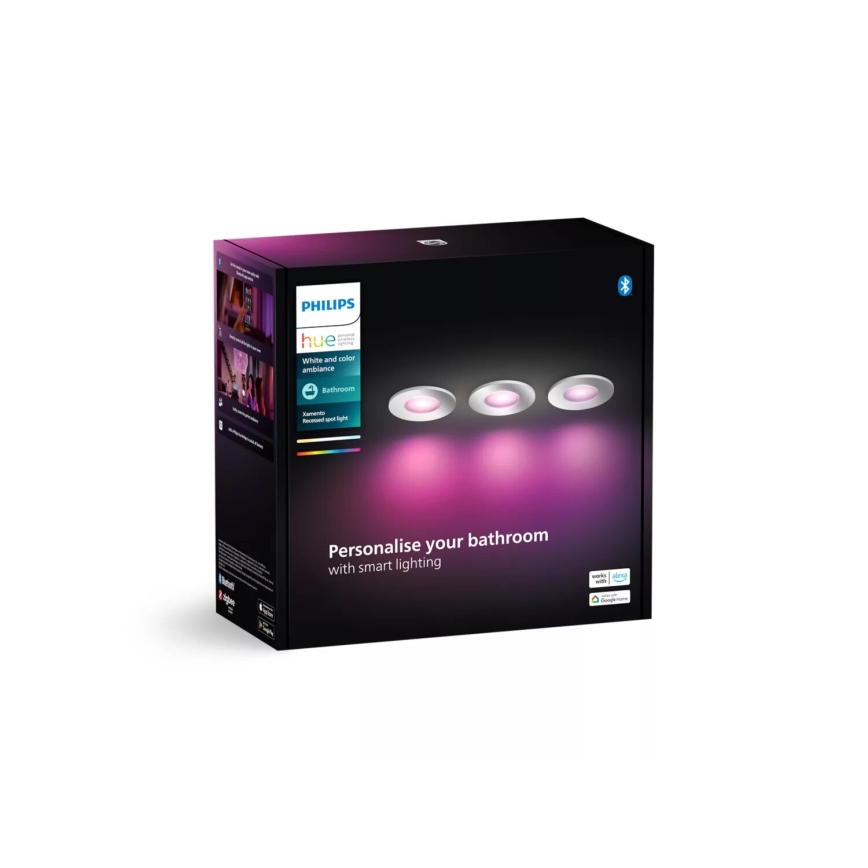 Philips - SET 3x LED RGBW Lampada da incasso dimmerabile per bagni Hue XAMENTO 1xGU10/4,2W/230V IP44 2000-6500K