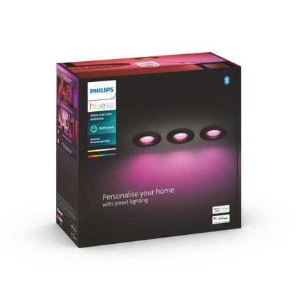 Philips -SET 3x LED RGBW Faretto da incasso bagno dimmerabile Hue XAMENTO 1xGU10/5,7W/230V 2200-6500K IP44