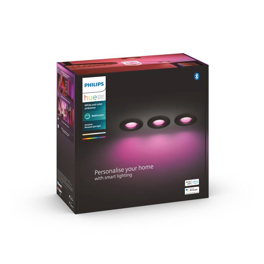 Philips -SET 3x LED RGBW Faretto da incasso bagno dimmerabile Hue XAMENTO 1xGU10/5,7W/230V 2200-6500K IP44