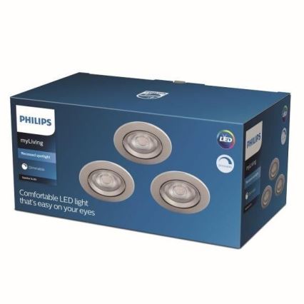 Philips - SET 3x Spot à intensité variable LED encastrable LED/5W/230V 2700K