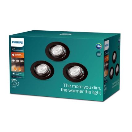 Philips - SET 3xLED Dimmbare Einbauleuchte IMPALA Warm Glow LED/6W/230V 2200-2700K