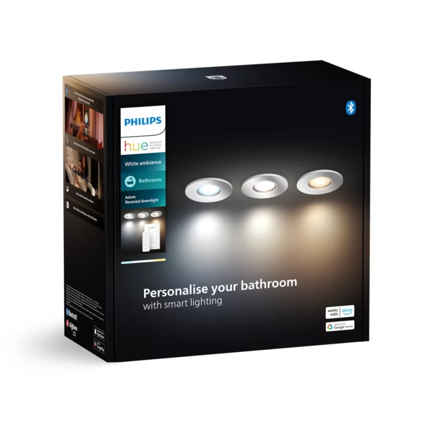 Philips - SET 3x Luce da incasso LED da bagno dimmerabile Hue ADORE BATHROOM 1xGU10/4,2W/230V 2200-6500K IP44