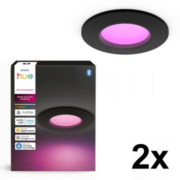 Philips - Set da 2 faretti da incasso per bagno dimmerabili LED RGBW Hue SLIM LED/8,3W/230V 2000-6500K nero IP44