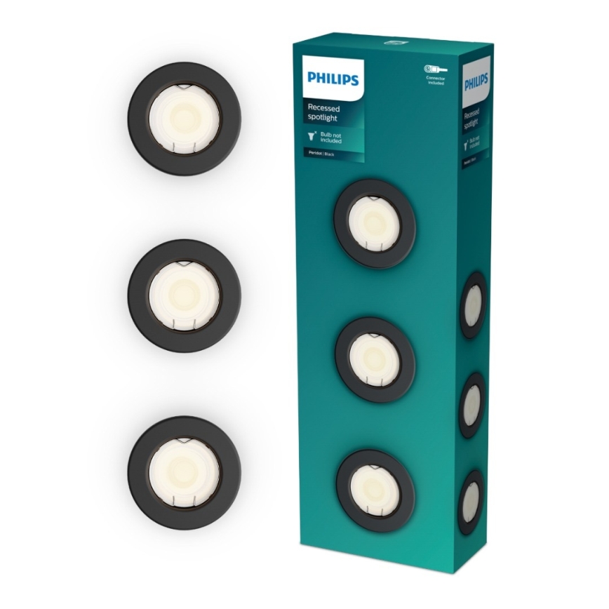 Philips - Set da 3 faretti da incasso PERIDOT 1x GU10/7W/230V nero