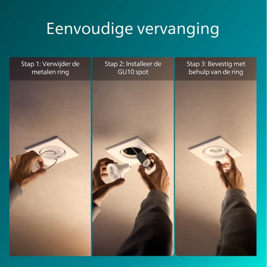 Philips - Set da 3 faretti da incasso PERIDOT 1xGU10/7W/230V bianco