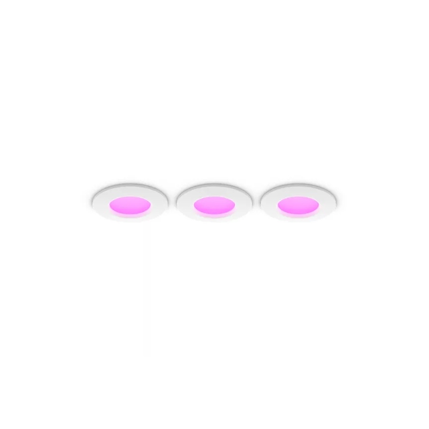 Philips - Set da 3 faretti LED RGBW dimmerabili per bagno Hue SLIM LED/8,3W/230V 1000-20000K bianco P44