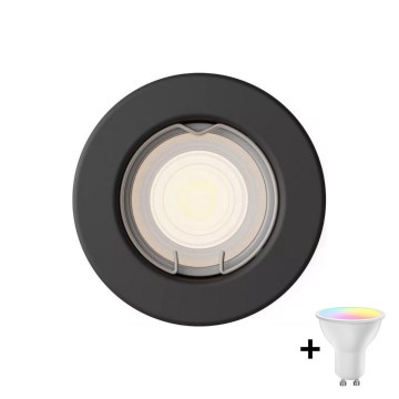 Philips - Spot encastré LED RGBW dimmable PERIDOT 1xGU10/6W/230V noir + télécommande