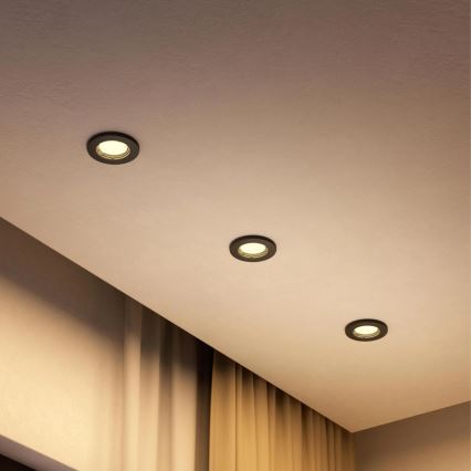Philips - Spot encastré LED RGBW dimmable PERIDOT 1xGU10/6W/230V noir + télécommande