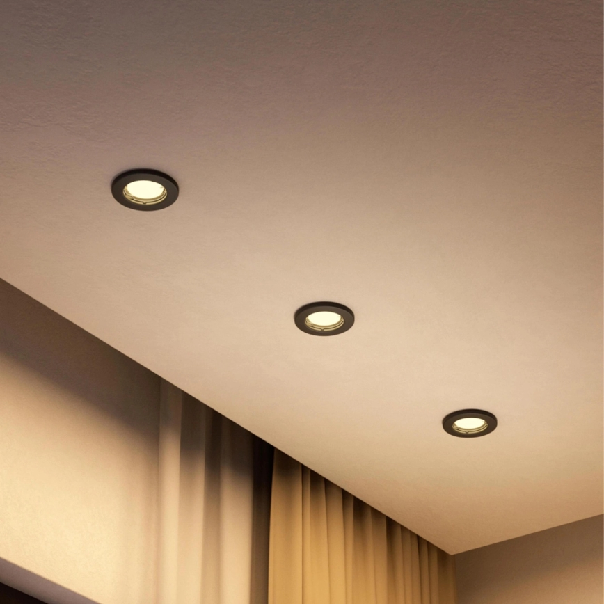 Philips - Spot encastré LED RGBW dimmable PERIDOT 1xGU10/6W/230V noir + télécommande