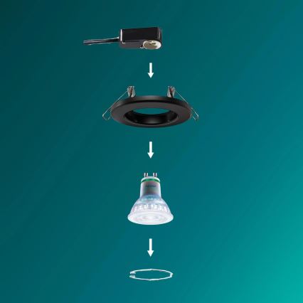 Philips - Spot encastré LED RGBW dimmable PERIDOT 1xGU10/6W/230V noir + télécommande