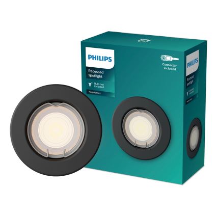 Philips - Spot encastré LED RGBW dimmable PERIDOT 1xGU10/6W/230V noir + télécommande