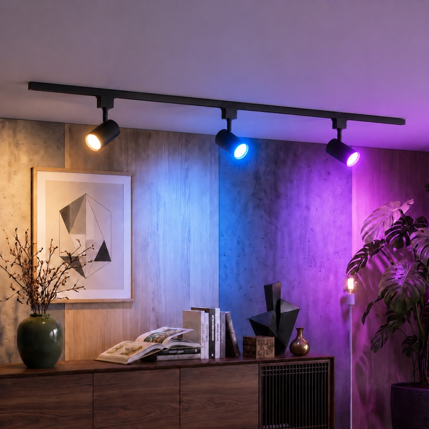 Philips - Spot LED RGBW dimmable pour système sur rail EASYLINK HUE 3xGU10/4,7W/230V 2200-6500K 1m noir + Hue bridge