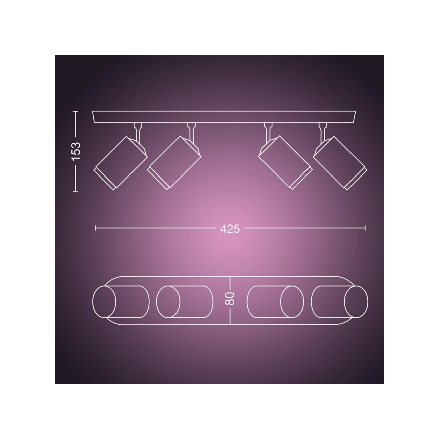 Philips - Spot LED RGBW à intensité variable Hue FUGATO 4xGU10/4,2W/230V 2000-6500K noir