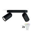 Philips - Spot LED RGBW à intensité variable PONGEE 2xGU10/4,8W/230V 3000K noir + télécommande