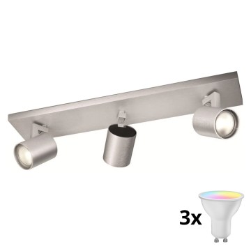 Philips - Spot LED RGBW dimmable 3xGU10/4,8W/230V chrome mat + télécommande