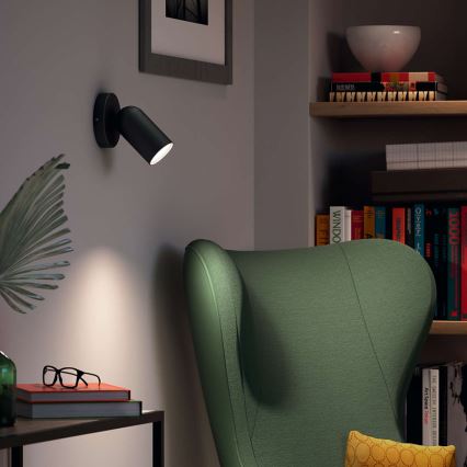 Philips - Spot LED RGBW dimmable PONGEE 1xGU10/4,8W/230V 3000K noir + télécommande