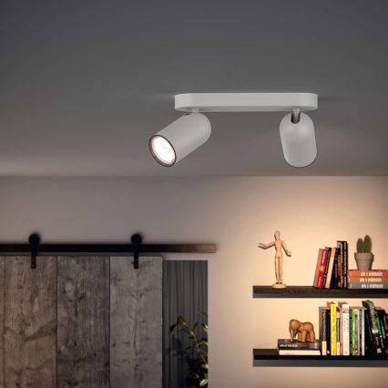 Philips - Spot LED RGBW dimmable PONGEE, 2x GU10, 4,8 W, 230 V, 3000 K, blanc, avec télécommande