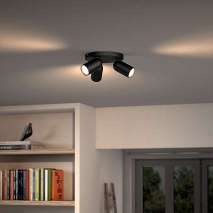 Philips - Spot LED RGBW dimmable PONGEE 3xGU10/4,8W/230V 3000K noir + télécommande