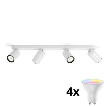 Philips - Spot LED RGBW dimmable PONGEE 4xGU10/4,8W/230V 3000K blanc + télécommande