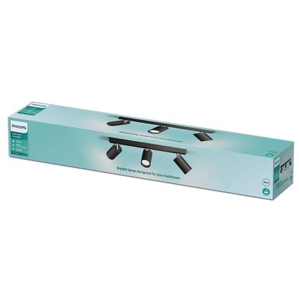 Philips - Spot salle de bain IDRIS 3xGU10/5W/230V IP44 noir