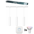 Philips - Suspension LED RGBW dimmable sur câble pour système de rails EASYLINK HUE 3xGU10/4,7W/230V 2200-6500K 1 m blanc + Hue Bridge