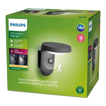 Philips - LED Außenwandleuchte mit Sensor LED/9W/230V 2700K IP44