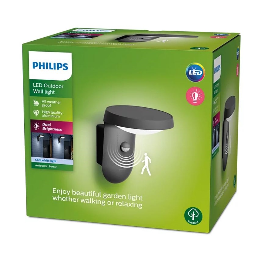 Philips - LED Außenwandleuchte mit Sensor LED/9W/230V 4000K IP44